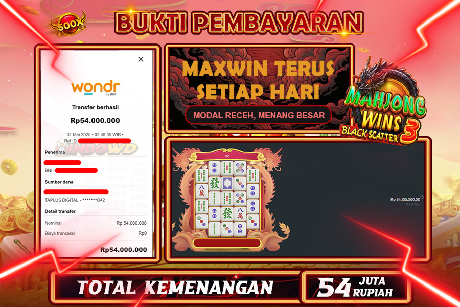 INDOWD JACKPOT SLOT MAHJONG WINS 3 BLACK SCATTER Rp54.000.000,- LUNAS