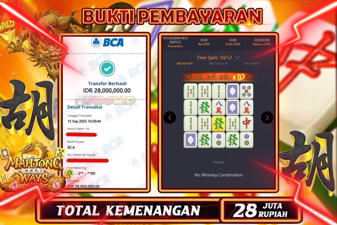 INDOWD JACKPOT SLOT MAHJONG WAYS 1 Rp28.000.000,- LUNAS