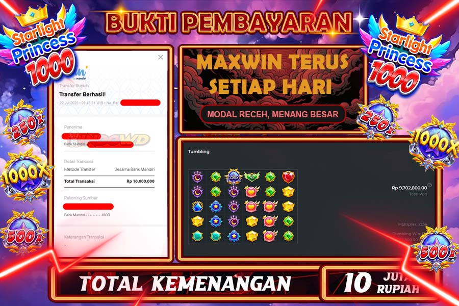 INDOWD JACKPOT SLOT STARLIGHT PRINCES 1000 Rp10.000.000,- LUNAS
