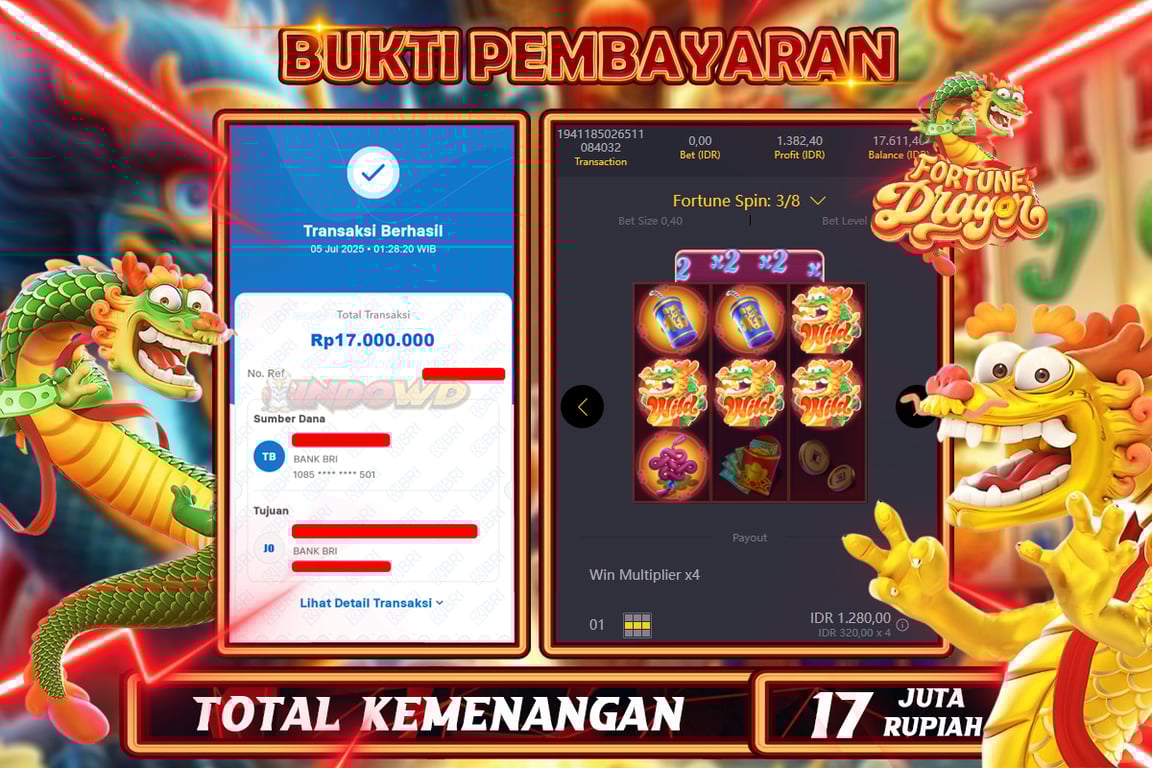 INDOWD JACKPOT SLOT FORTUNE DRAGON Rp17.000.000,- LUNAS