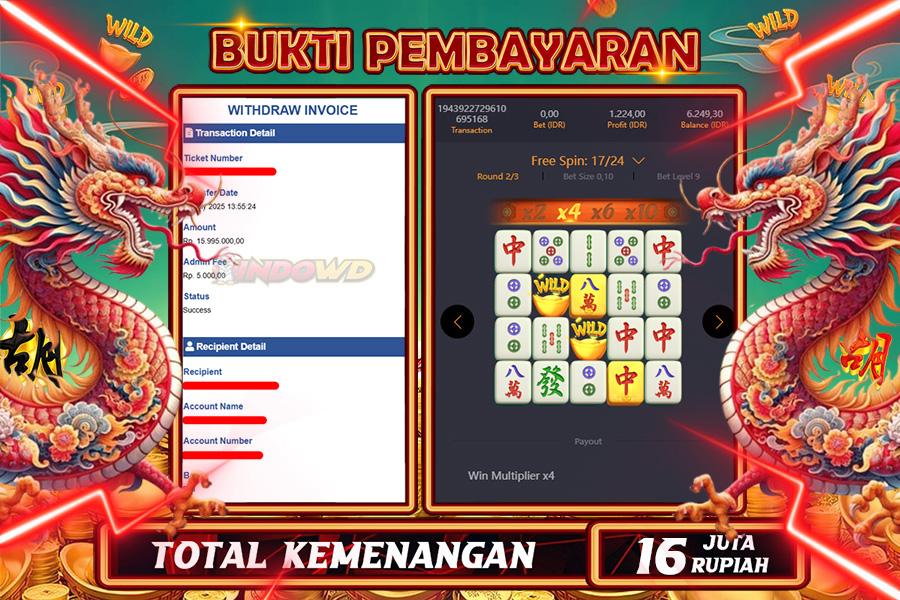 INDOWD JACKPOT SLOT MAHJONG WAYS 2 Rp16.000.000,- LUNAS