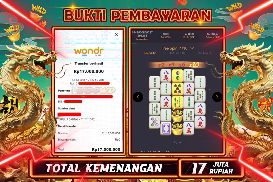 INDOWD JACKPOT SLOT MAHJONG WAYS 2 Rp17.000.000,- LUNAS