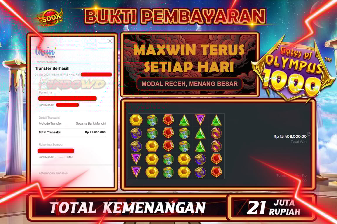 INDOWD JACKPOT SLOT GATES OF OLYMPUS 1000 Rp21.000.000,- LUNAS