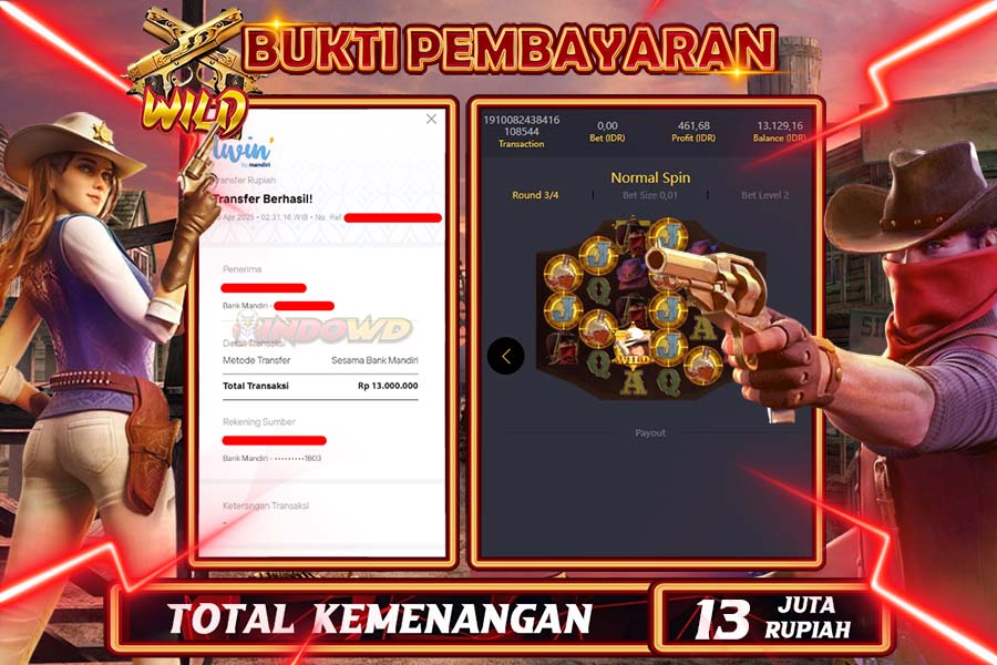 INDOWD JACKPOT SLOT WILD BOUNTY Rp13.000.000,- LUNAS