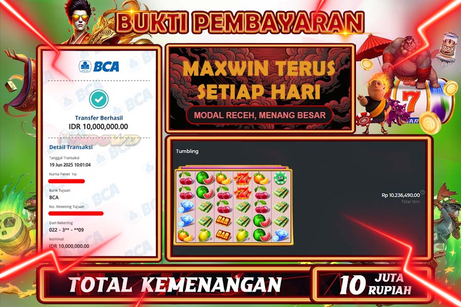INDOWD JACKPOT SLOT BANG GACOR Rp10.000.000,- LUNAS