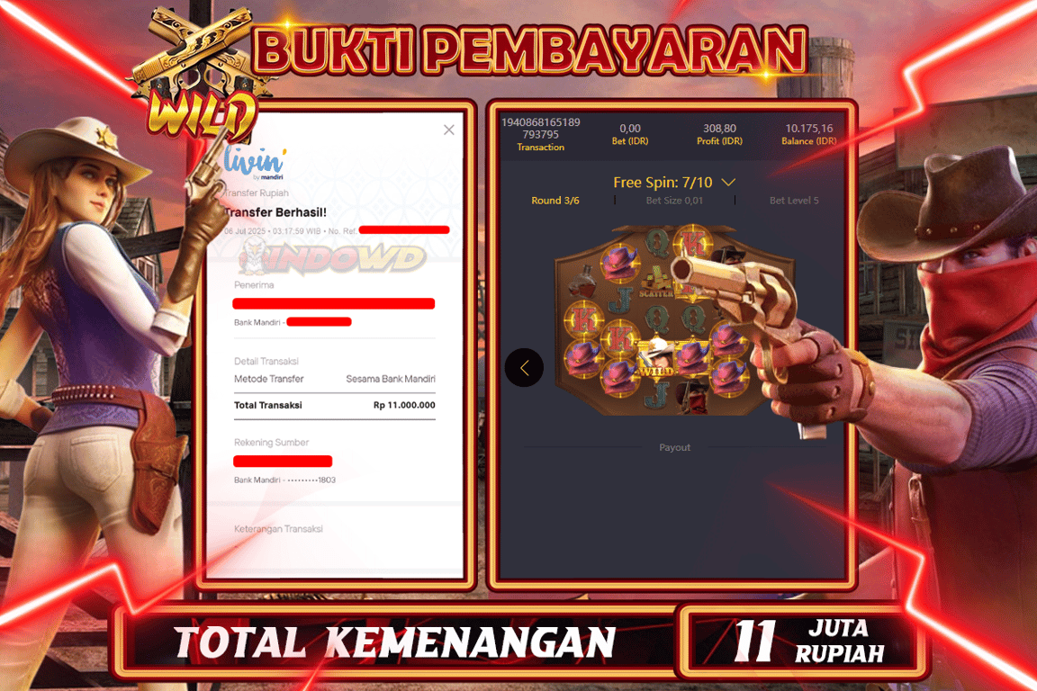 INDOWD JACKPOT SLOT WILD BOUNTY Rp11.000.000,- LUNAS