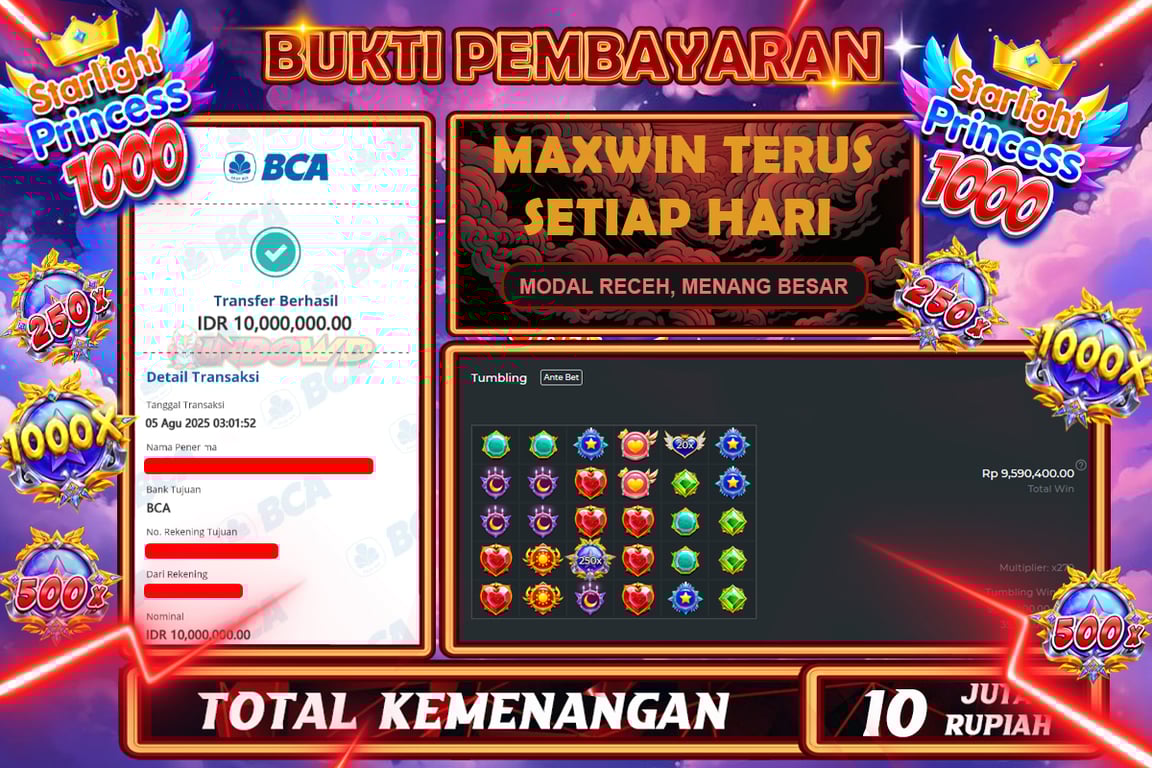 INDOWD JACKPOT SLOT STARLIGHT PRINCES 1000 Rp10.000.000,- LUNAS