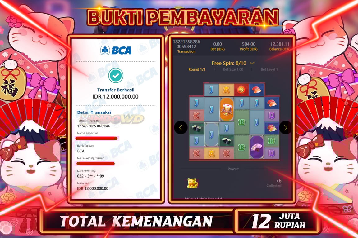 INDOWD JACKPOT SLOT LUCKY NEKO Rp12.000.000,- LUNAS