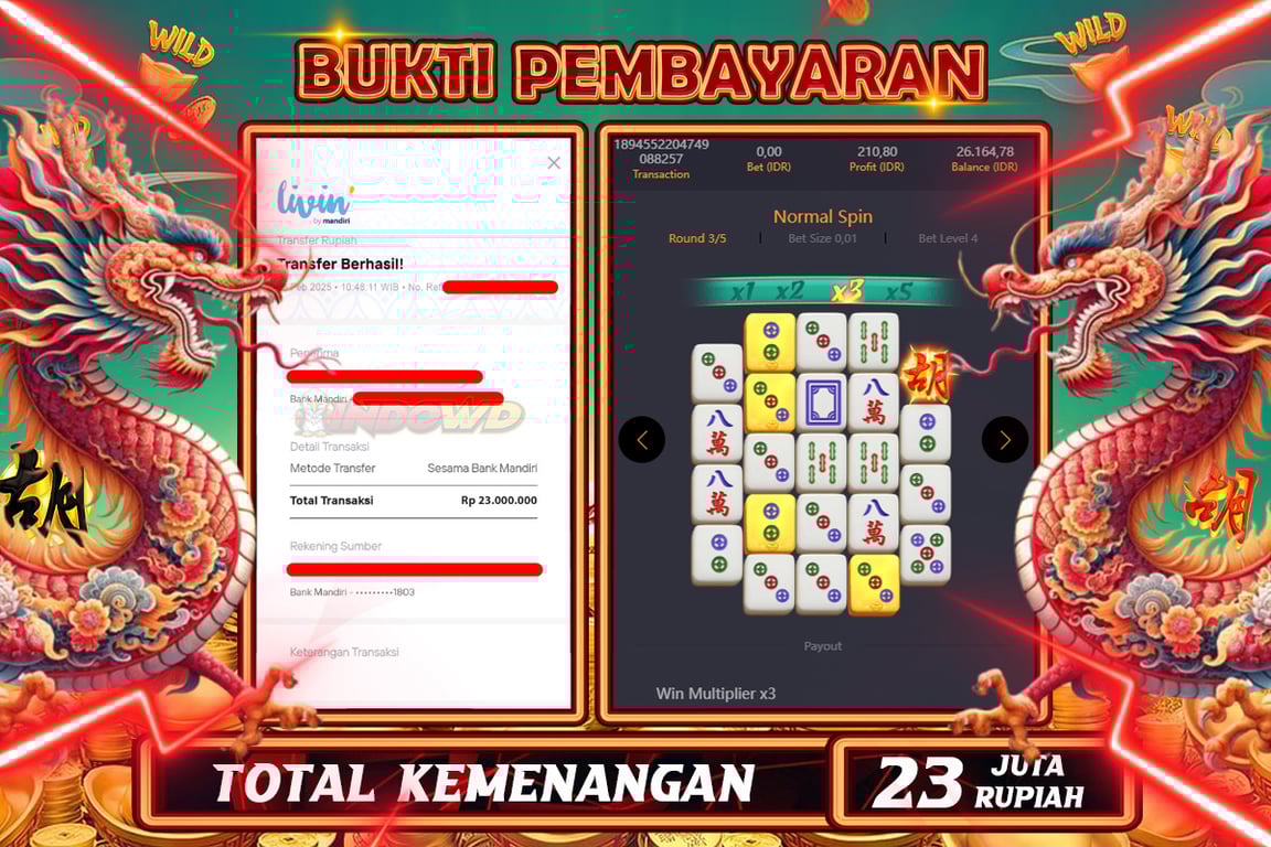 INDOWD JACKPOT SLOT MAHJONG WAYS 2 Rp23.000.000,- LUNAS