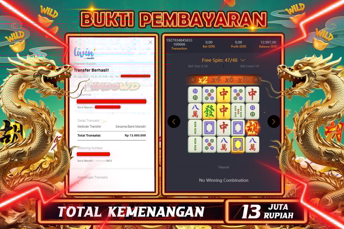 INDOWD JACKPOT SLOT MAHJONG WAYS 2 Rp13.000.000,- LUNAS