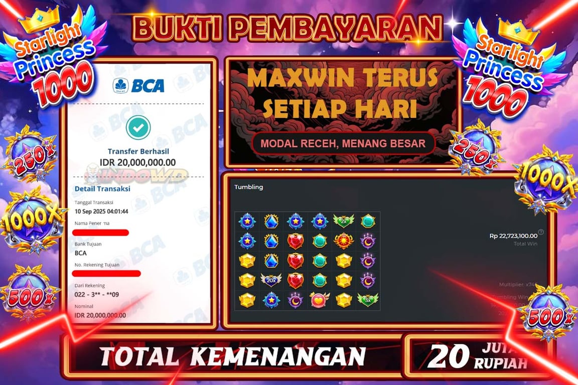 INDOWD JACKPOT SLOT STARLIGHT PRINCES 1000 Rp20.000.000,- LUNAS