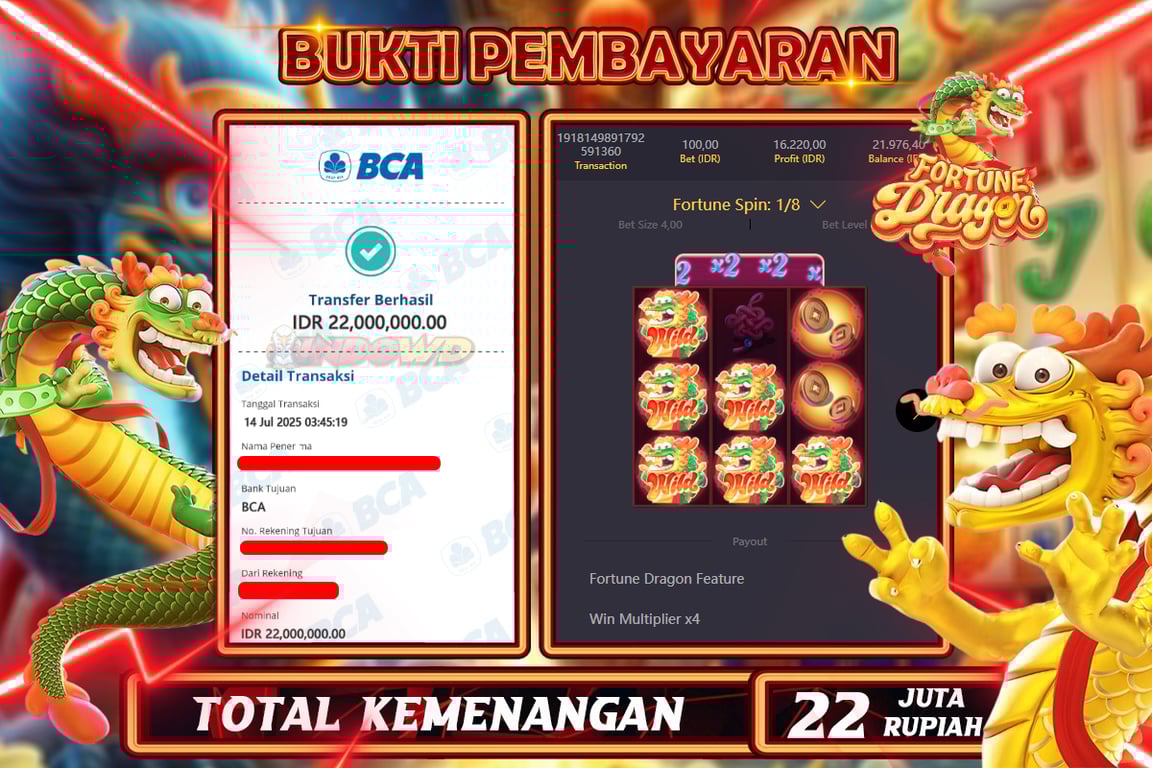 INDOWD JACKPOT SLOT FORTUNE DRAGON  Rp22.000.000,- LUNAS
