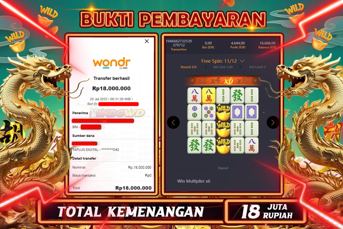 INDOWD JACKPOT SLOT MAHJONG WAYS 2 Rp18.000.000,- LUNAS