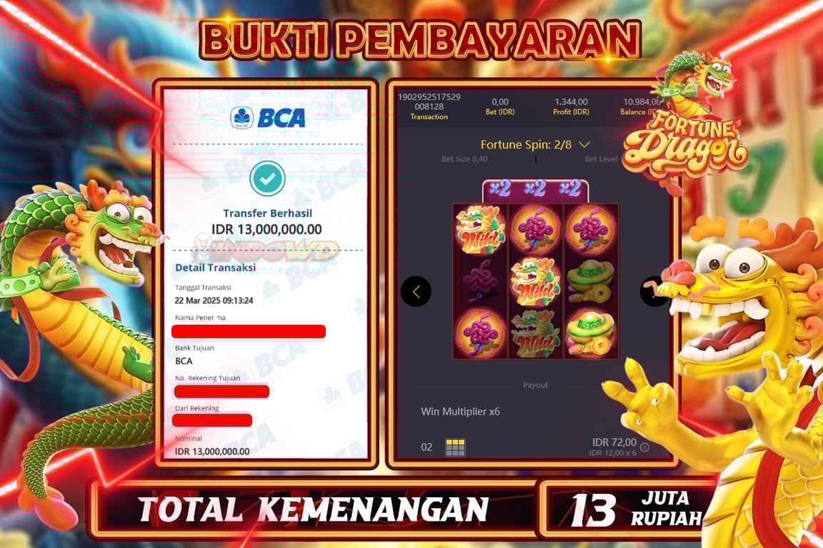 INDOWD JACKPOT SLOT DRAGON FORTUNE Rp13.000.000,- LUNAS