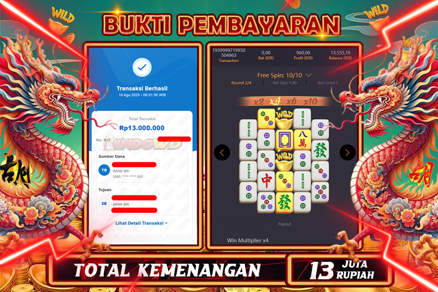 INDOWD JACKPOT SLOT MAHJONG WAYS 2 Rp13.000.000,- LUNAS