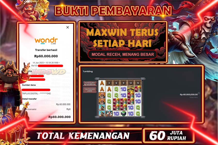 INDOWD JACKPOT SLOT PIRATE QUEST 1000 Rp60.000.000,- LUNAS