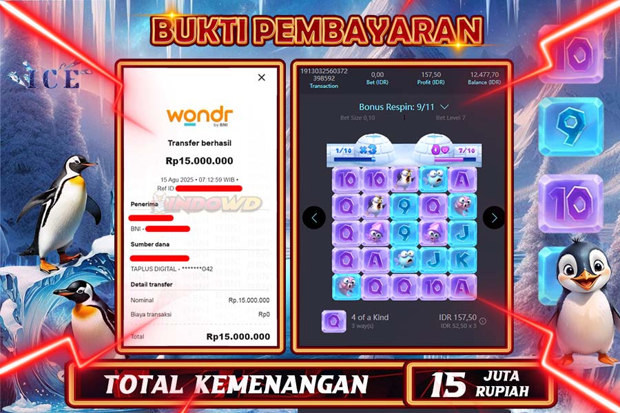 INDOWD JACKPOT SLOT ICE SCAPE Rp15.000.000,- LUNAS