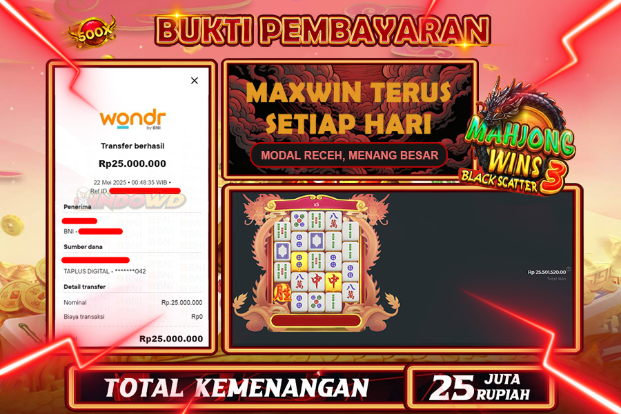 INDOWD JACKPOT SLOT MAHJONG WINGS 3 BLACK SCATTER Rp25.000.000,- LUNAS