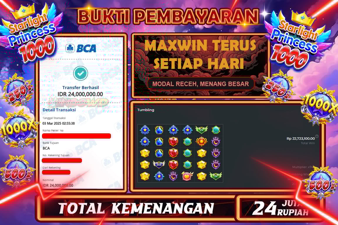 INDOWD JACKPOT SLOT STARLIGHT PRINCES 1000 Rp.24.000.000,- LUNAS