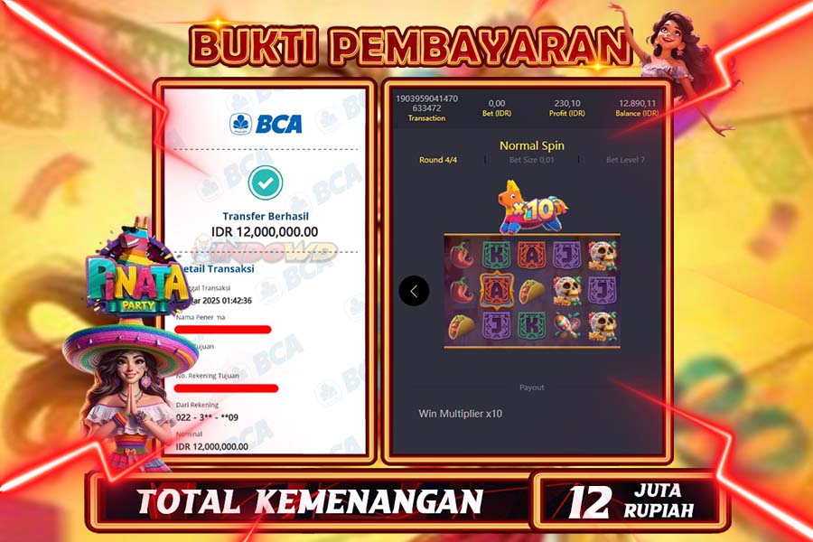 INDOWD JACKPOT SLOT PINATA PARTY Rp.12.000.000,- LUNAS