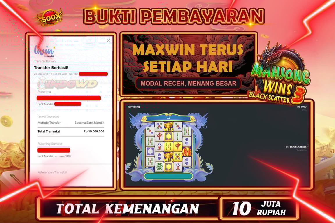 INDOWD JACKPOT SLOT MAHJONG WINS 3 BLACK SCATTER  Rp10.000.000,- LUNAS