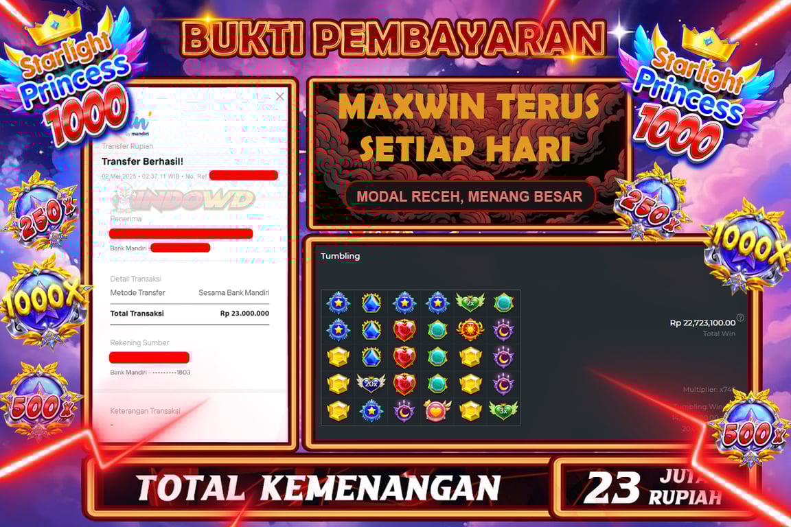 INDOWD JACKPOT SLOT STARLIGHT PRINCES 1000 Rp23.000.000,- LUNAS