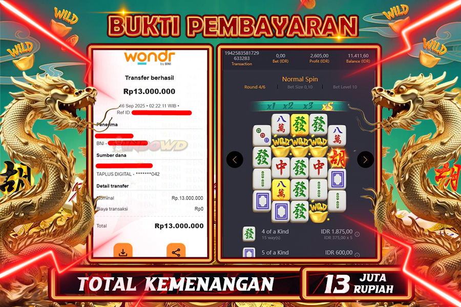 INDOWD JACKPOT SLOT MAHJONG WAYS 2  Rp13.000.000,- LUNAS