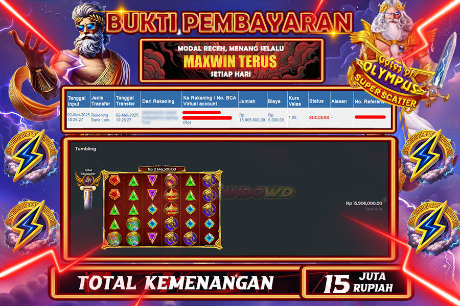 INDOWD JACKPOT SLOT GATES OLYMPUS SUPER SCATTER Rp15.010.000,- LUNAS