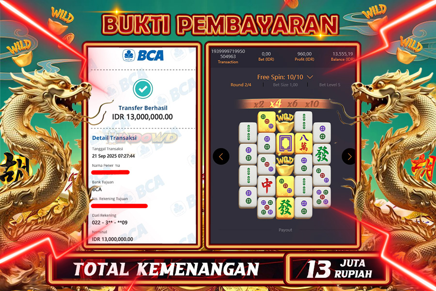 INDOWD JACKPOT SLOT MAHJONG WAYS 2 Rp13.000.000,- LUNAS
