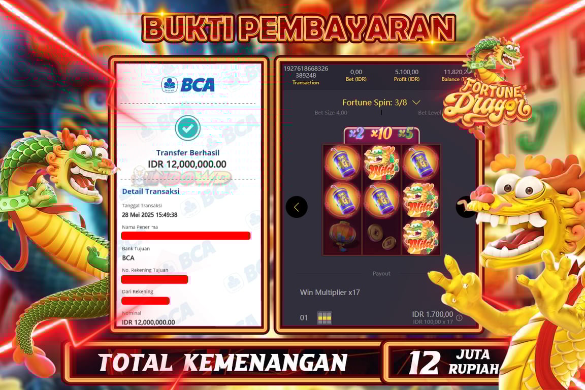 INDOWD JACKPOT SLOT FORTUNE DRAGON  Rp12.000.000,- LUNAS