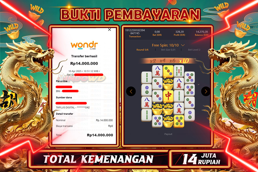 INDOWD JACKPOT SLOT MAHJONG WAYS 2 Rp14.000.000,- LUNAS