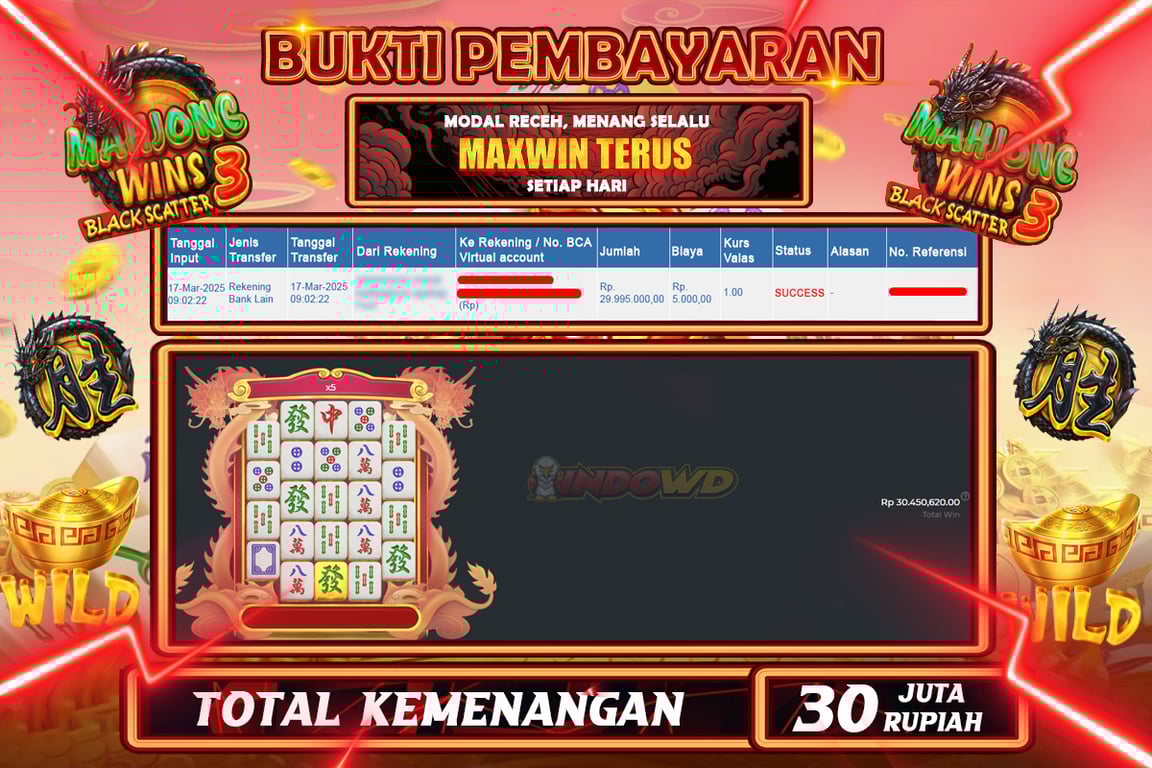 INDOWD JACKPOT SLOT MAHJONG WINS 3 BLACK SCATTER Rp.30.000.000,- LUNAS