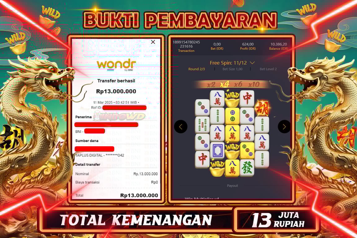 INDOWD JACKPOT SLOT MAHJONG WAYS 2 Rp13.000.000,- LUNAS