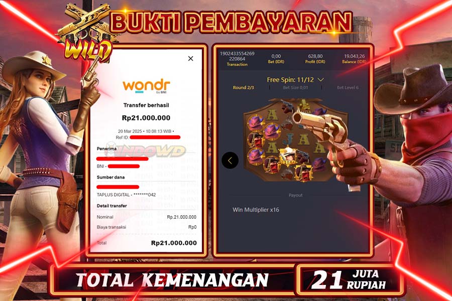INDOWD JACKPOT SLOT WILD BOUNTY  Rp.21.000.000,- LUNAS