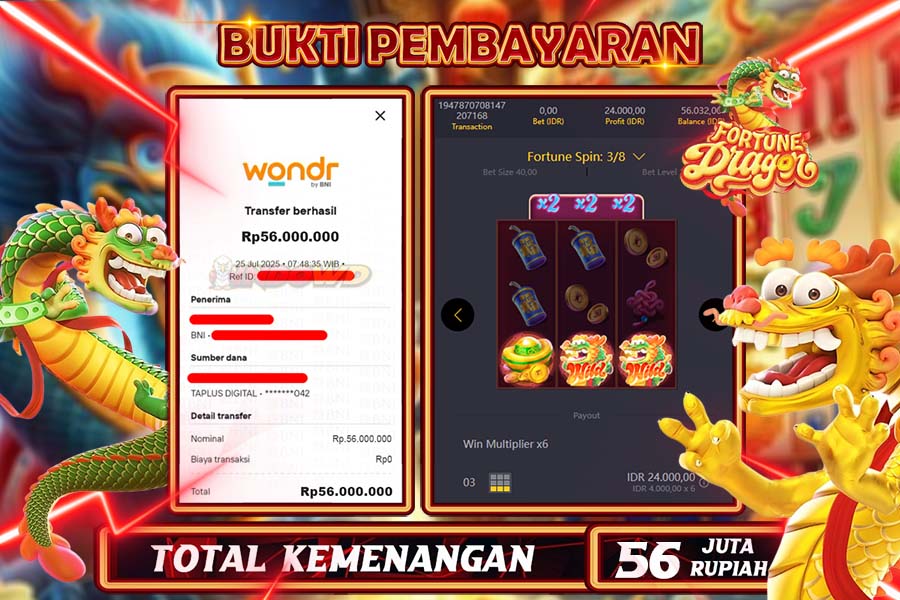 INDOWD JACKPOT SLOT DRAGON FORTUNE Rp56.000.000,- LUNAS