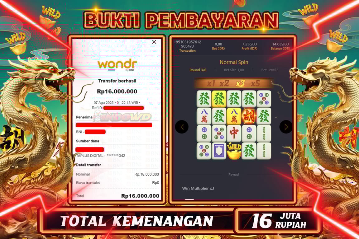 INDOWD JACKPOT SLOT MAHJONG WAYS 2 Rp16.000.000,- LUNAS