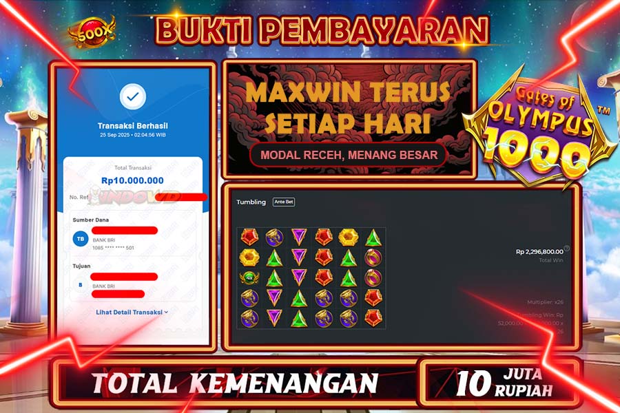 INDOWD JACKPOT SLOT GATES OF OLYMPUS 1000 Rp10.000.000,- LUNAS