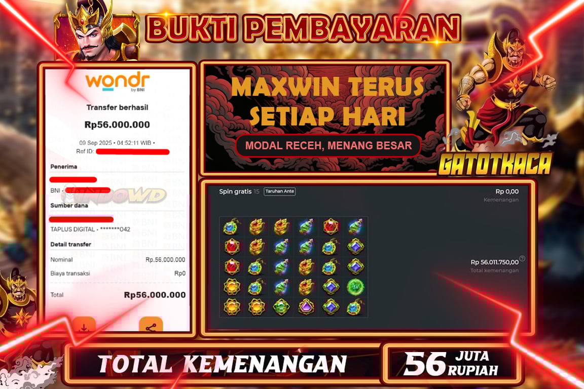 INDOWD JACKPOT SLOT GATE OF GATOTKACA Rp56.000.000,- LUNAS