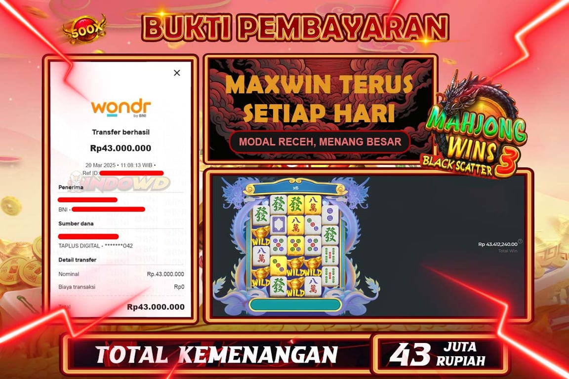 INDOWD JACKPOT SLOT MAHJONG WAYS BLACK SCATTER 3 Rp.43.000.000,- LUNAS