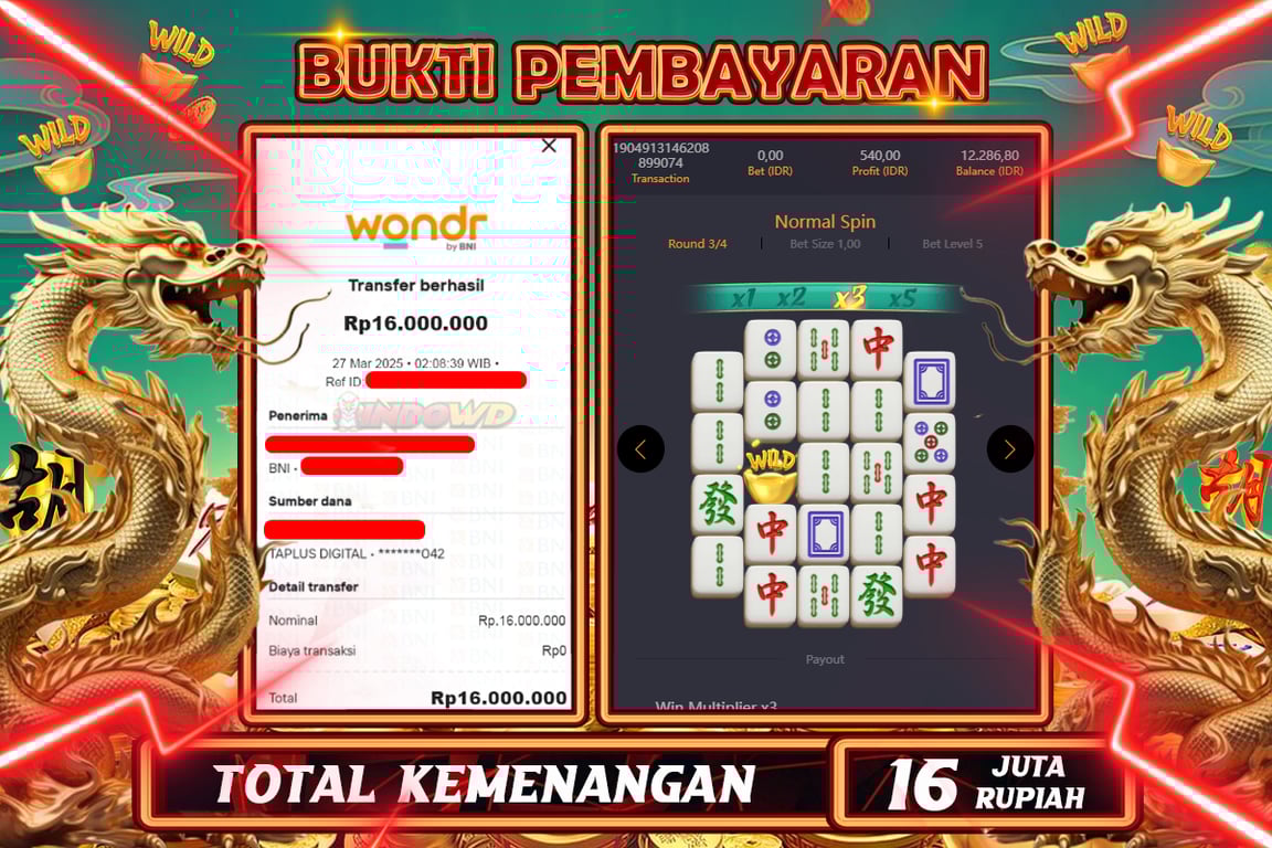 INDOWD JACKPOT SLOT MAHJONG WAYS 2 Rp.16.000.000,- LUNAS