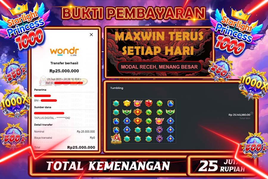 INDOWD JACKPOT SLOT STARLIGHT PRINCES 1000 Rp25.000.000,- LUNAS