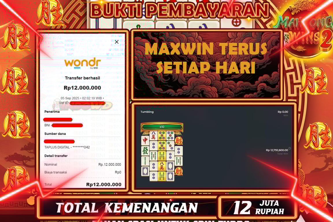 INDOWD JACKPOT SLOT MAHJONG WINS 2 Rp12.000.000,- LUNAS