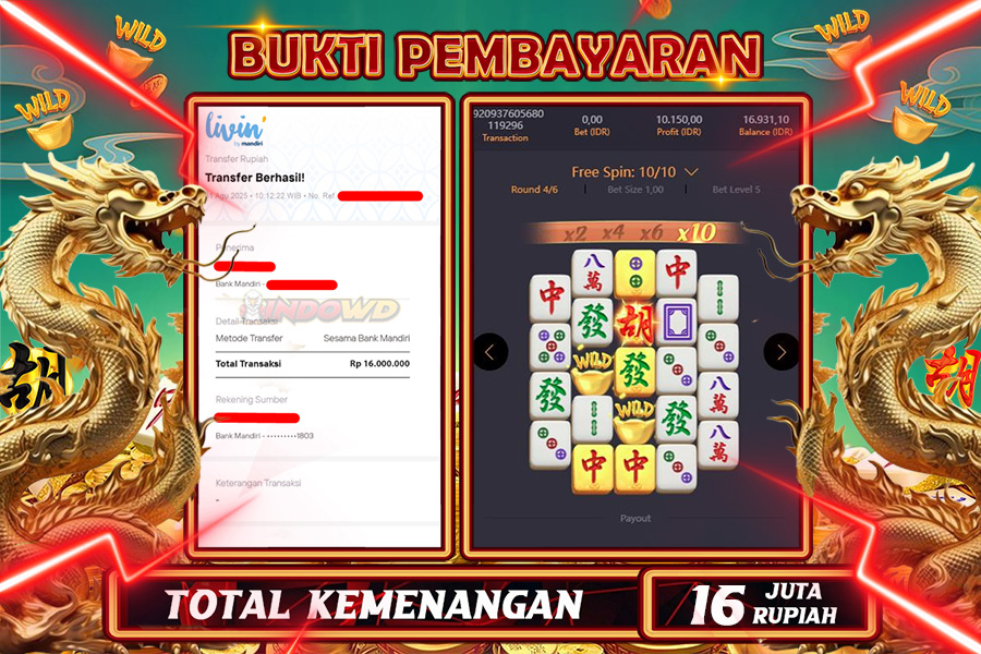 INDOWD JACKPOT SLOT MAHJONG WAYS 2 Rp16.000.000,- LUNAS