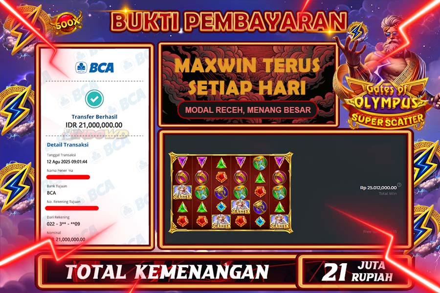 INDOWD JACKPOT SLOT GATES OF OLYMPUS SUPER Rp21.000.000,- LUNAS