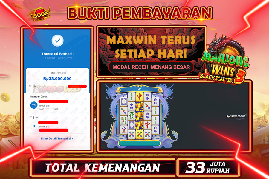 INDOWD JACKPOT SLOT MAHJONG WINS 3 BLACK SCATTER Rp33.000.000,- LUNAS