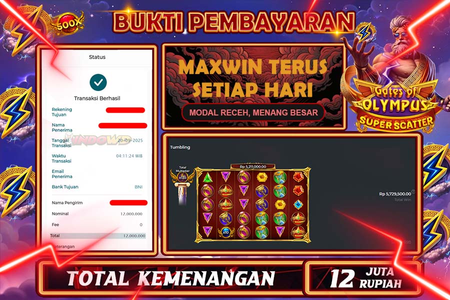 INDOWD JACKPOT SLOT GATES OF OLYMPUS SUPER Rp12.000.000,- LUNAS