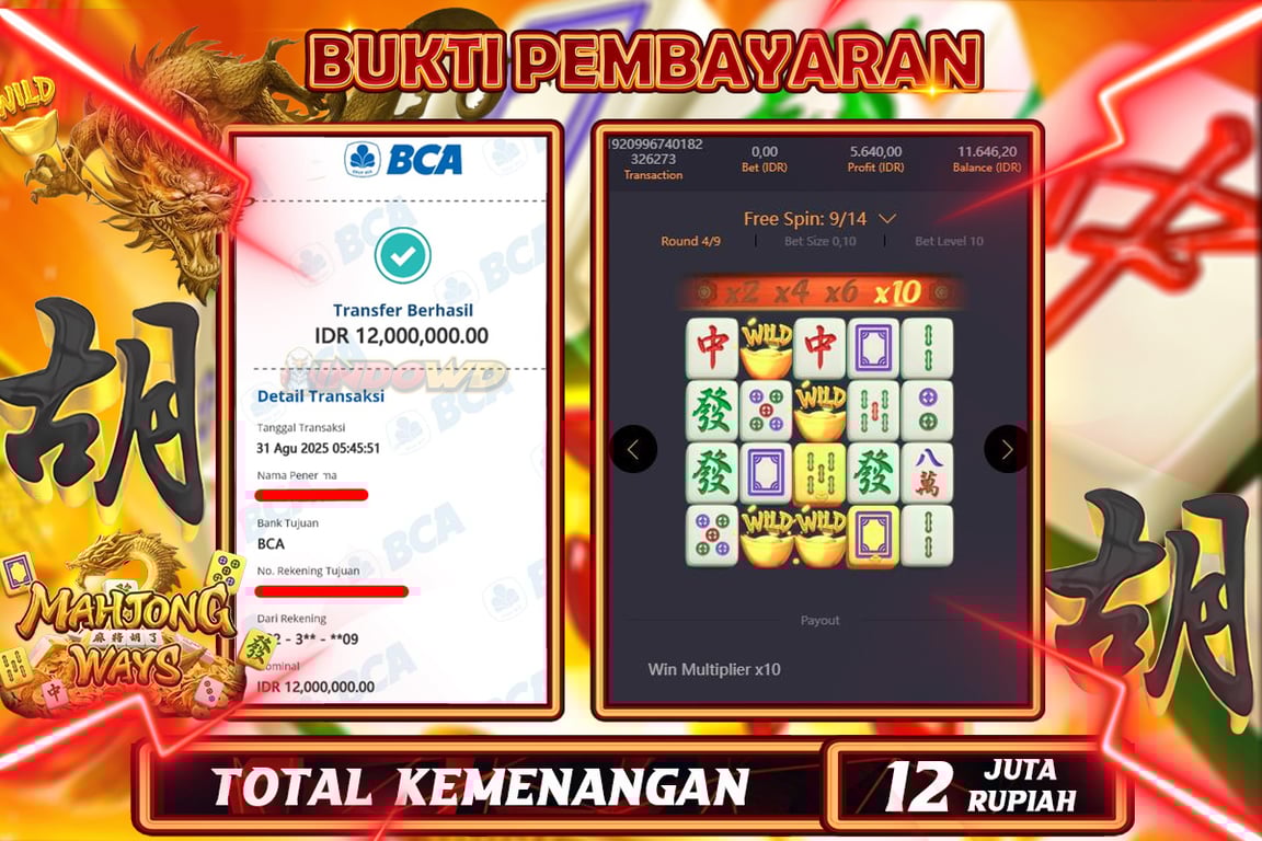 INDOWD JACKPOT SLOT MAHJONG WAYS 1 Rp12.000.000,- LUNAS