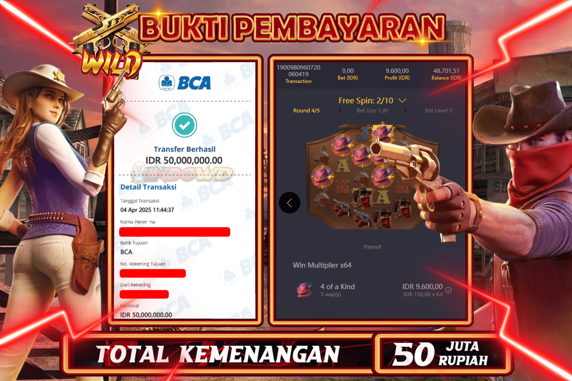 INDOWD JACKPOT SLOT WILD BOUNTY Rp50.000.000,- LUNAS