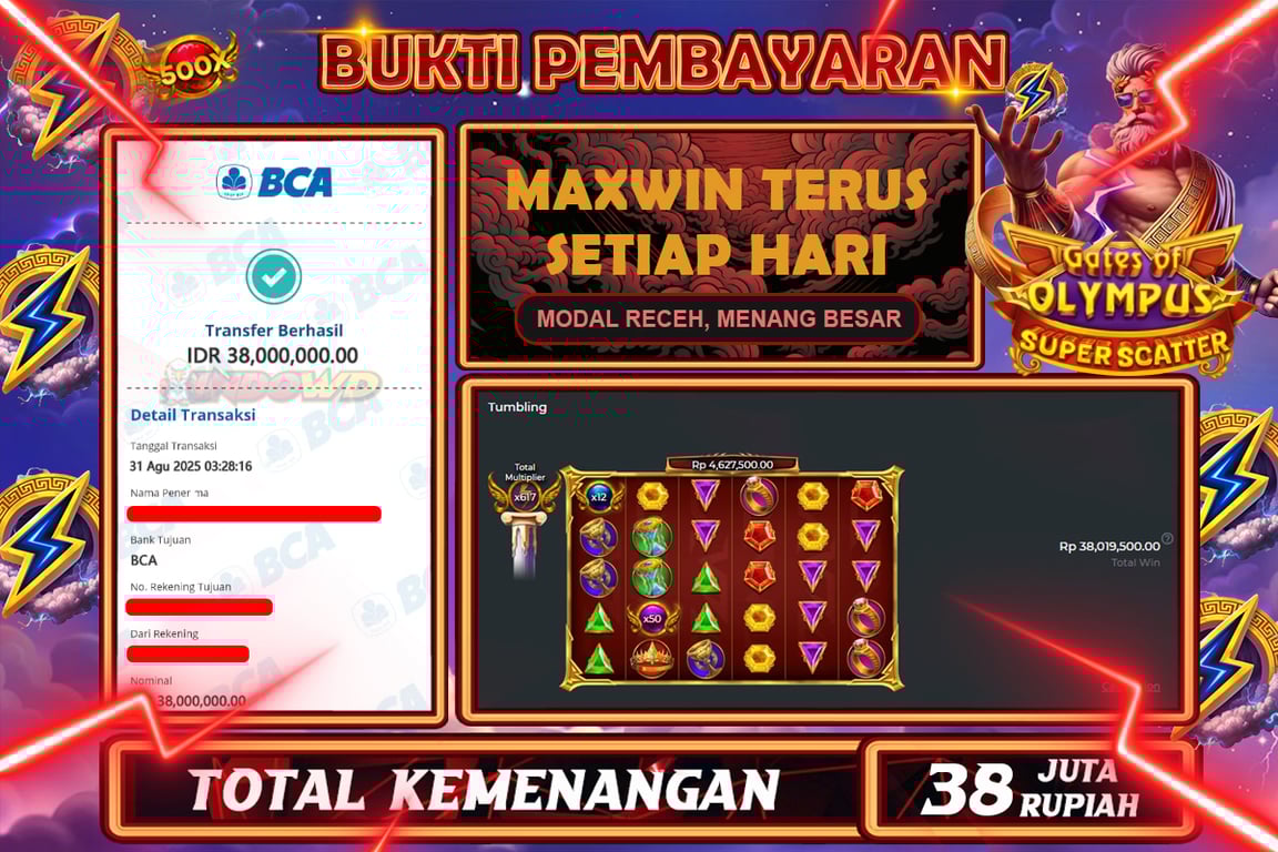 INDOWD JACKPOT SLOT GATES OF OLYMPUS SUPER Rp38.000.000,- LUNAS