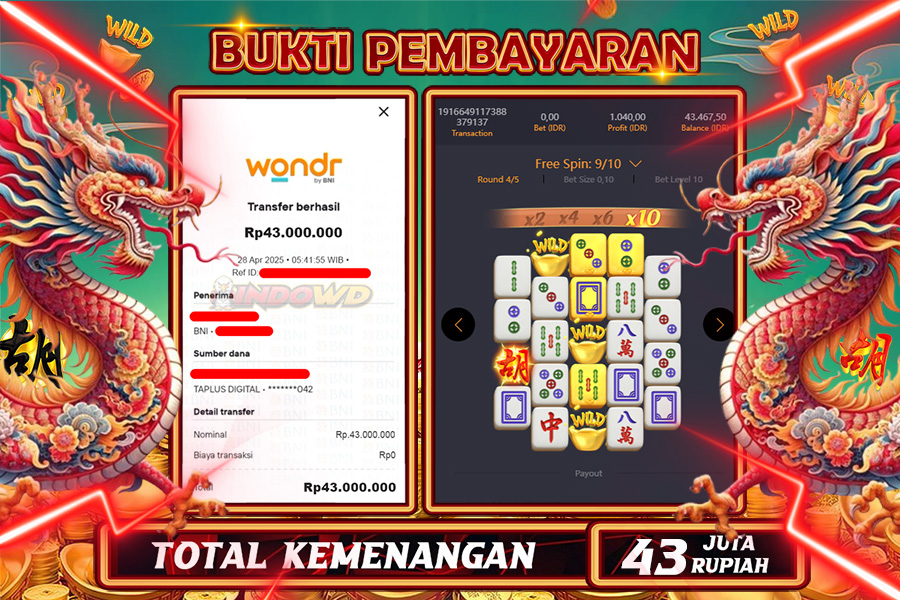 INDOWD JACKPOT SLOT MAHJONG WAYS 2 Rp43.000.000,- LUNAS